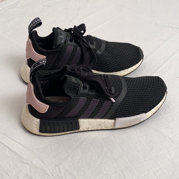 Adidas NMD R1 black with pink trim sneakers - Picture 2 of 8